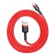 Baseus premium Apple kábel - 1 méter, 2.4 Amperes töltés, gyöngyvászon borítás - piros