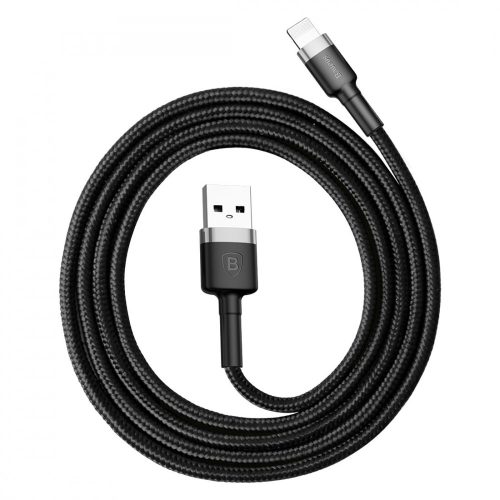 Baseus premium Apple kábel - 1 méter, 2.4 Amperes töltés, gyöngyvászon borítás - fekete