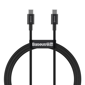   Baseus CATYS-B01 - 100W, USB Type-C – USB Type-C gyorstöltő adatkábel, Kábel hossza: 1m - Fekete
