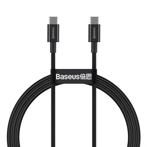 Baseus CATYS-B01 - 100W, USB Type-C – USB Type-C gyorstöltő adatkábel, Kábel hossza: 1m - Fekete