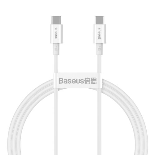Baseus CATYS-B02 - 100W, USB Type-C – USB Type-C gyorstöltő adatkábel, Kábel hossza: 1m - Fehér