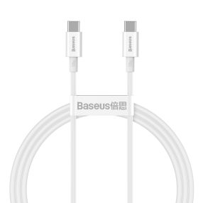   Baseus CATYS-C02 - 100W, USB Type-C – USB Type-C gyorstöltő adatkábel, Kábel hossza: 2m - Fehér