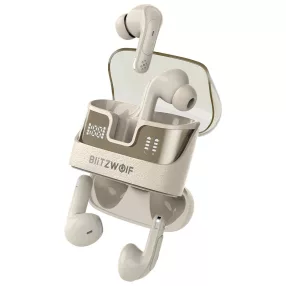   Blitzwolf® BW-FYE17 - 2 pár fülhallgató egy töltődobozban. 13mm-es, nagy hangszóró: tökéletes hangzás, 2x12 óra működés - beige