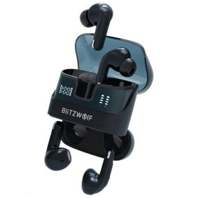   Blitzwolf® BW-FYE17 - 2 pár fülhallgató egy töltődobozban. 13mm-es, nagy hangszóró: tökéletes hangzás, 2x12 óra működés - fekete