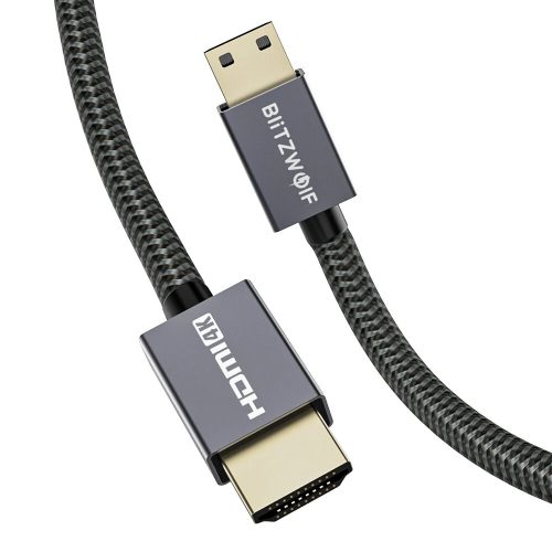 BlitzWolf® BW-HDC4 - HDMI to Mini HDMI kábel - 1,2 méter, 4K*2K@60Hz, 18Gbps, aranyozott fejek, kevlár borítás