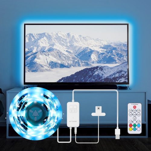 BlitzWolf® BW-LT32 - USB TV háttérvilágító LED szalag - 2m,  távirányító, hang mód, számtalan effekt