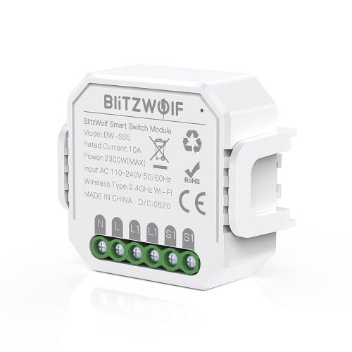 Blitzwolf® BW-SS5 - 2 utas SMART vezérlő - Applikációs irányítás, időzítés, hang utasítás. Amazon Echo, Google Home és IFTTT integrálhatóság