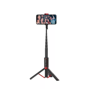   Minden egyben: Tripod és szelfi bot - BlitzWolf® BW-BS10 720 mm hossz, visszahúzható állvánnyal, rejtett telefontartóval, kivehető távirányítóval