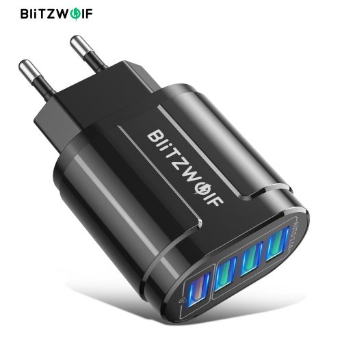 BlitzWolf® BK-385 - 4 USB-A portos, 48W fali gyorstöltő - Android és Apple telefonok gyorstöltésére