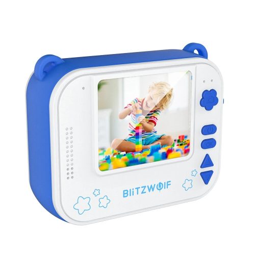 Blitzwolf BW-DP1 - gyerek fényképező és azonnali nyomtató egyben: 1080P, 30fps, filterek stb. - kék