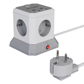  BlitzWolf® BW-EC1 - Asztali töltő és elosztó: 4x 230V + 2xUSB-A & 2x USB-C töltőportok