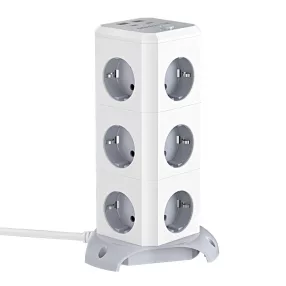   BlitzWolf® BW-EC3 - Asztali USB töltő: 2xUSB-A + 2x USB-C töltőportok + 12x 230volt kimenet