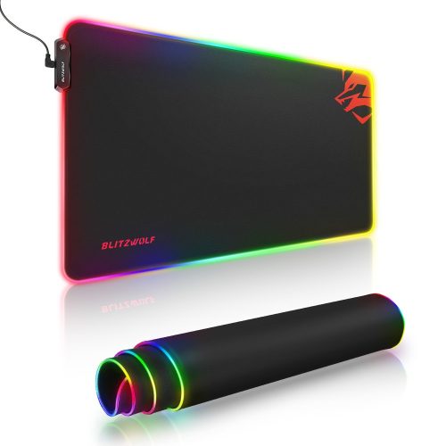 Blitzwolf BW-MP1 - Vízálló RGB világítós, csúszásmentes egérpad - 10 féle fényhatással, méret: 800x400x5mm