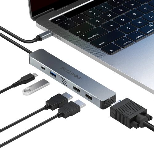 BlitzWolf BW-NEW-TH11 USB Hub 5 in 1: 2db HDMI port, teljesítmény átvitel: 87W, 1xUSB-A 3.0, VGA port