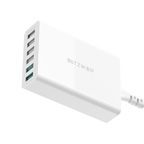   BlitzWolf® BW-S15 asztali USB gyorstöltő, 60W, 6 USB port (2 gyorstöltő + 4 normál port)