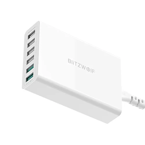 BlitzWolf® BW-S15 asztali USB gyorstöltő, 60W, 6 USB port (2 gyorstöltő + 4 normál port)