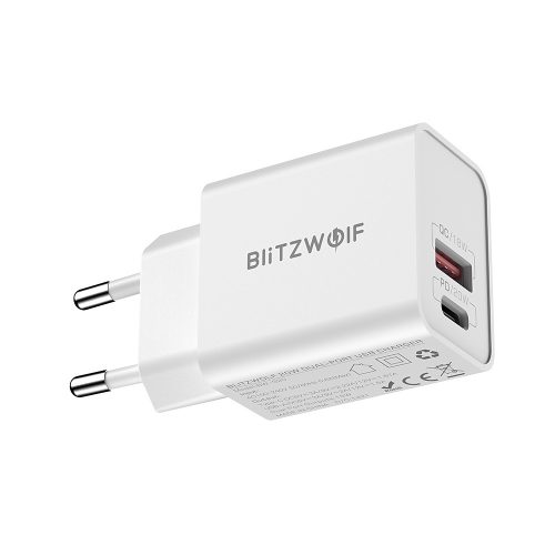 BlitzWolf® BW-S20 20W USB gyorstöltő - 2 portos (QC3.0 + PD3.0) USB gyorstöltő -  gyorstöltés, több rétegű védelem