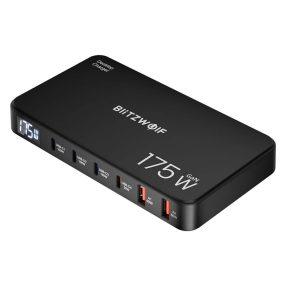   Blitzwolf® BW-S30 - 175W asztali USB gyorstöltő állomás, digitális kijelzővel - 6db USB port (4x Type-C + 2x USB-A portok)
