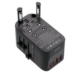  BlitzWolf® BW-TA2 - Utazó aljzat - USA EU UK AUS AC aljzat átalakító + 100w töltő (3x USB Type-C + 2x USB-A portok