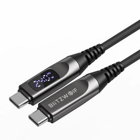   USB Type C - Type C kábel - BlitzWolf® BW-TC25 - 1.2 méter hossz, LED kijelző, 240W PD3.1 töltési teljesítmény