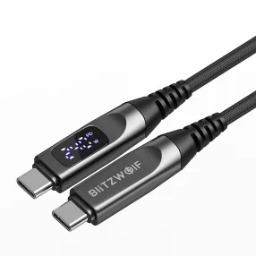   USB Type C - Type C kábel - BlitzWolf® BW-TC25 - 1.2 méter hossz, LED kijelző, 240W PD3.1 töltési teljesítmény