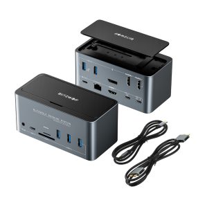   Blitzwolf BW-TH13 USB Hub dokkoló 18 az egyben: M.2 SSD, 3 motor támogatás, 4K HDMI, USB 3.0 5Gbps, SD kártyaolvasó, 3.5 Jack, LAN port - Display port