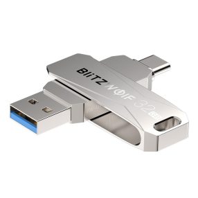   BlitzWolf® BW-UPC2 - USB Type-C és USB-A csatlakozások: Pen drive asztali gép és telefon közötti adatátvitelhez - Alumínium ház, 32 GB