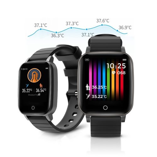 Blitzwolf® BW-HL1T Smart Watch - okosóra autómata hőmérséklet és pulzusmérővel, a szokások értesítések mellett- Fekete