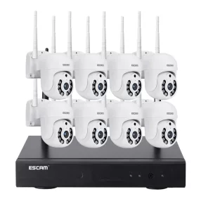   ESCAM WNK718 - 8db fémházas, kültéri WiFi IP dome kamera rendszer: 1080P,  színes éjjellátás, mozgásérzékelés, kétirányú hang, IP66