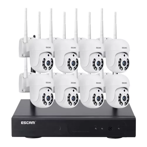 ESCAM WNK718 - 8db fémházas, kültéri WiFi IP dome kamera rendszer: 1080P,  színes éjjellátás, mozgásérzékelés, kétirányú hang, IP66