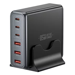   ESSAGER® DK-3C3A-85W - 85 Wattos USB-s asztali gyorstöltő - 6 port (3x Type C + 3x USB-A) Android, Apple és Windows rendszerekhez
