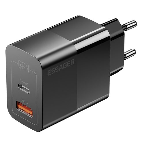 ESSAGER® ES-CD29- 33 Wattos USB-s fali gyorstöltő - 2 port (1x Type C + 1x USB-A) Android, Apple és Windows rendszerekhez