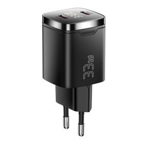   ESSAGER® ES-CD45 - 33W USB-s fali gyorstöltő LED kijelzővel - 2x Type-C: Android, Apple és Windows rendszerekhez