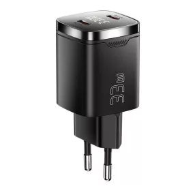   ESSAGER® ES-CD45 - 33W USB-s fali gyorstöltő LED kijelzővel - 2x Type-C: Android, Apple és Windows rendszerekhez