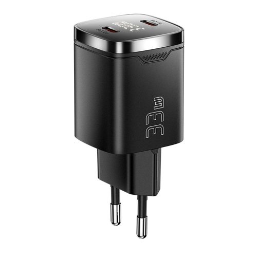 ESSAGER® ES-CD45 - 33W USB-s fali gyorstöltő LED kijelzővel - 2x Type-C: Android, Apple és Windows rendszerekhez