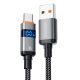 ESSAGER ES-X61 - 1 méter, Type-A - Type-C, USB kábel. Digitális kijelző, 100W töltés, gyöngyvászon borítás