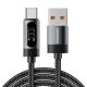 ESSAGER ES-X64 - 1 méter, Type-A - Type-C, USB kábel. Digitális kijelző, 100W töltés, gyöngyvászon borítás