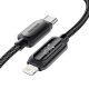 ESSAGER ES-X57 - 1 méter, Type-C - Lightning, USB kábel. Digitális kijelző, 29W töltés, gyöngyvászon borítás