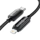 ESSAGER ES-X57 - 1 méter, Type-C - Lightning, USB kábel. Digitális kijelző, 29W töltés, gyöngyvászon borítás
