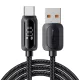 ESSAGER ES-X57 - 2 méter, USB-A - USB Type-C, USB kábel. Digitális kijelző, 100W töltés, gyöngyvászon borítás