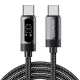 ESSAGER ES-X64 - 2 méter, Type-C - Type-C, USB kábel. Digitális kijelző, 100W töltés, gyöngyvászon borítás