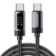ESSAGER ES-X64 - 1 méter, Type-C - Type-C, USB kábel. Digitális kijelző, 100W töltés, gyöngyvászon borítás