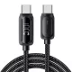 ESSAGER ES-X57 - 1 méter, USB Type-C - USB Type-C, USB kábel. Digitális kijelző, 100W töltés, gyöngyvászon borítás
