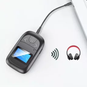   HiGi® T14 - LED kijelzős Bluetooth 5.0 audio vevő és fogadó adapter egyben + mikrofon (2 in 1) 6 óra akku idő, kis méret