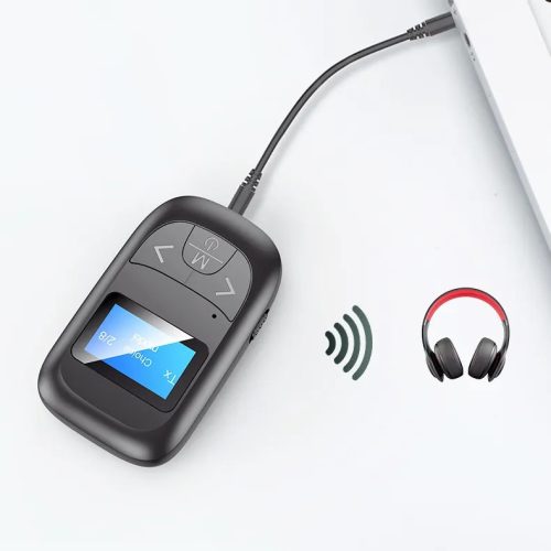 HiGi® T14 - LED kijelzős Bluetooth 5.0 audio vevő és fogadó adapter egyben + mikrofon (2 in 1) 6 óra akku idő, kis méret