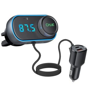   HiGi® T78 - szivargyújtóba dugható FM transzmitter MP3 lejátszó + USB autós gyorstöltő (30W)