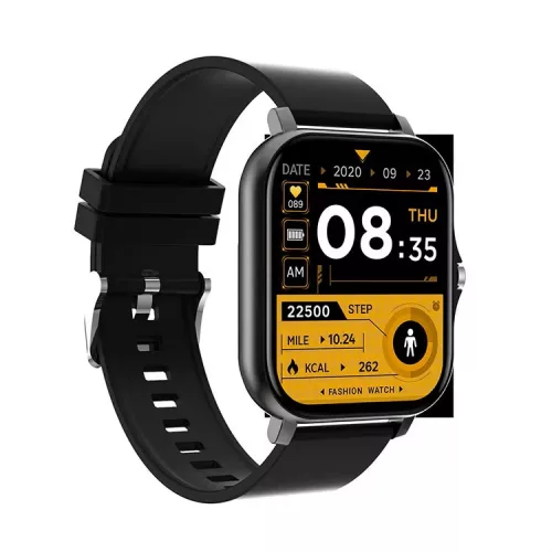 HryFine Y13 Smart Watch - Fekete szín, szilikon szíj - 5 nap akku idő, 1.69" HD kijelző, IP67, Bluetooth hívás, üzenetek, health monitor