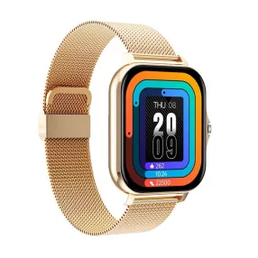   HryFine Y13 Smart Watch - Arany szín, fém szíj - 5 nap akku idő, 1.69" HD kijelző, IP67, Bluetooth telefonálás, üzenetek, health monitor