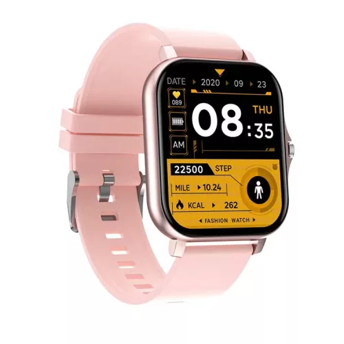 HryFine Y13 Smart Watch - Rózsaszín, szilikon szíj - 5 nap akku idő, 1.69" HD kijelző, IP67, Bluetooth telefonálás, üzenetek, health monitor