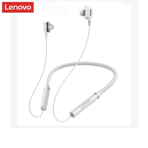 Lenovo HE05 Pro - Dupla hangszórós, nyakba akasztható Bluetooth sport fülhallgató zajszűrővel, mély basszus, hosszú üzemidő - Fehér